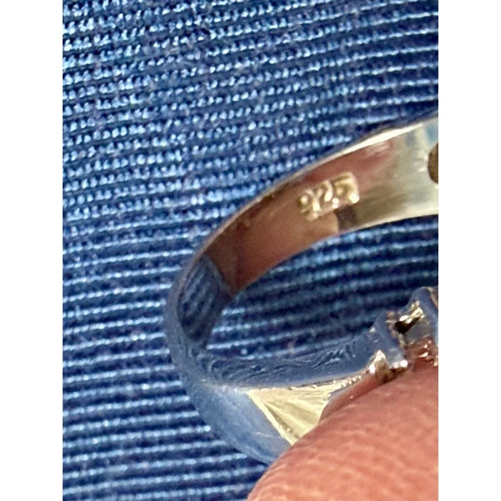 925 Sterling Silver Princess Cut Marquise CZ Statement Cocktail Ring Size 6 3/4